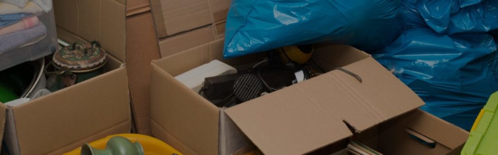 Boxes and bags in need of hoarder clean out services in CT