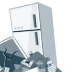 Cartoon of junk, such as a refrigerator, microwave, and more