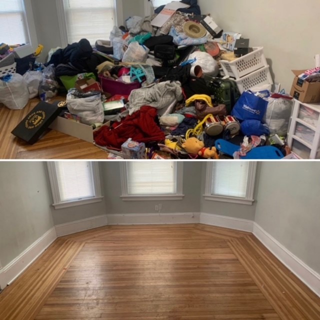 Before and after of hoarding clean out services in Southington, CT