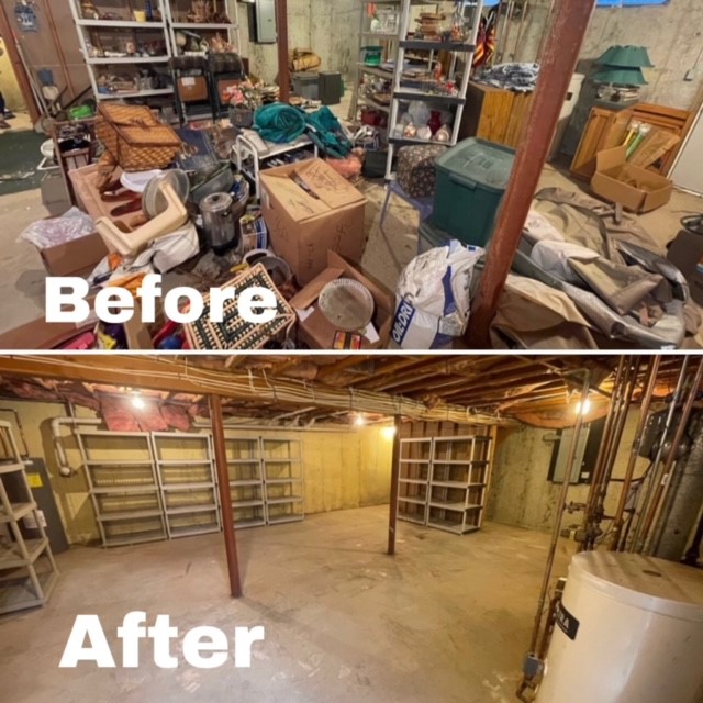 basement cleanout before and after